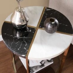 Top 10 🔔 Lenaedo Round Faux Marble End Table Black/White/Gold - Aiden Lane ❤️ -End And Side Tables shop unnamed file 5909