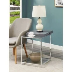 Cheap 🧨 Palm Beach End Table with Shelf and Removable Trays - Breighton Home White 🎁