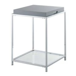 Cheap 🧨 Palm Beach End Table with Shelf and Removable Trays - Breighton Home White 🎁 -End And Side Tables shop unnamed file 5952