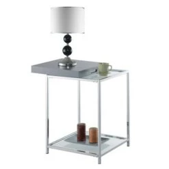 Cheap 🧨 Palm Beach End Table with Shelf and Removable Trays - Breighton Home White 🎁 -End And Side Tables shop unnamed file 5955