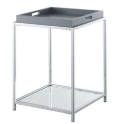 Cheap 🧨 Palm Beach End Table with Shelf and Removable Trays - Breighton Home White 🎁 -End And Side Tables shop unnamed file 5956