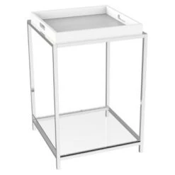Cheap 🧨 Palm Beach End Table with Shelf and Removable Trays - Breighton Home White 🎁 -End And Side Tables shop unnamed file 5958