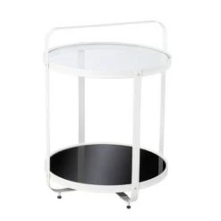 Discount 🧨 Libing Glass Top End Table Black/White - Aiden Lane 🎉 -End And Side Tables shop unnamed file 5961