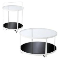 Discount 🧨 Libing Glass Top End Table Black/White - Aiden Lane 🎉 -End And Side Tables shop unnamed file 5965