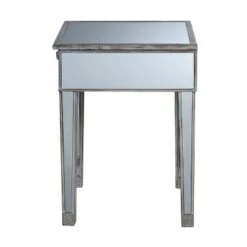Deals 🛒 Gold Coast Mirrored End Table with Drawer Weathered White - Breighton Home 🤩