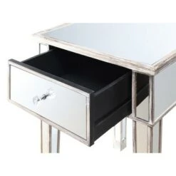 Deals 🛒 Gold Coast Mirrored End Table with Drawer Weathered White - Breighton Home 🤩 -End And Side Tables shop unnamed file 5995