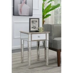 Deals 🛒 Gold Coast Mirrored End Table with Drawer Weathered White - Breighton Home 🤩 -End And Side Tables shop unnamed file 5999