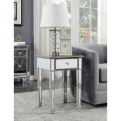 Best deal 🧨 Gold Coast Mirrored End Table with Drawer Weathered Gray - Breighton Home ✨ -End And Side Tables shop unnamed file 6004