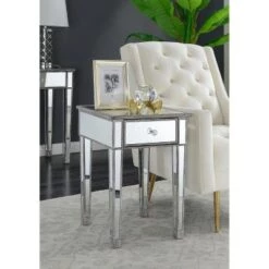 Best deal 🧨 Gold Coast Mirrored End Table with Drawer Weathered Gray - Breighton Home ✨ -End And Side Tables shop unnamed file 6005