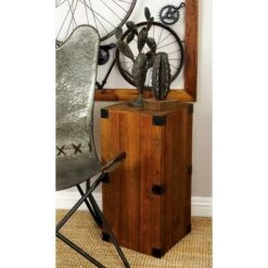 Brand new 🥰 Olivia & May Set of 5 Farmhouse Wood Pedestal Tables Brown - Olivia & May 🔥