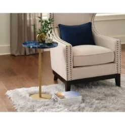 Brand new 😉 Oceana Round Chairside End Table Agate Blue - Steve Silver Co. 🎁 -End And Side Tables shop unnamed file 6080
