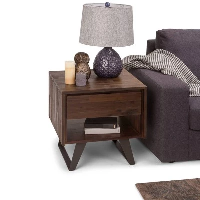 Top 10 π 22" Mitchell Solid Acacia Wood End Table Distressed Charcoal Brown - WyndenHall β 3 Top 10 π 22" Mitchell Solid Acacia Wood End Table Distressed Charcoal Brown - WyndenHall β