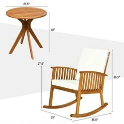 Deals 👏 Costway 3PCS Patio Rocking Chair Set Round Table Solid Wood Cushioned Sofa Garden Deck ✔️ -End And Side Tables shop unnamed file 613