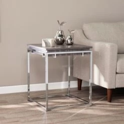 New 🧨 Lallstin Square End Table Silver - Aiden Lane ✔️ -End And Side Tables shop unnamed file 6183