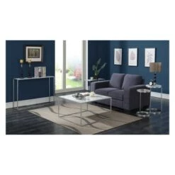 Best Sale ⌛ Gold Coast Faux Marble Round End Table Faux Marble/Silver - Breighton Home 🎁 -End And Side Tables shop unnamed file 6204