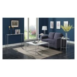 Best Sale ⌛ Gold Coast Faux Marble Round End Table Faux Marble/Silver - Breighton Home 🎁 -End And Side Tables shop unnamed file 6205