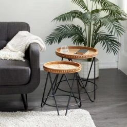 Cheapest 🤩 Olivia & May Set of 2 Modern Metal Accent Tables Brown - Olivia & May 🛒