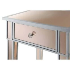 Discount 🛒 Gold Coast Mirrored End Table with Drawer Silver/Rose - Breighton Home 👏 -End And Side Tables shop unnamed file 6218