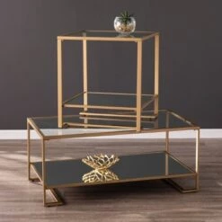 Buy 🛒 Horzen Square Glass Top End Table Gold - Aiden Lane 🔥 -End And Side Tables shop unnamed file 6254