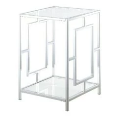 Deals 🎁 Town Square Chrome End Table Clear Glass/Chrome Frame - Breighton Home 🔥