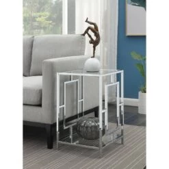 Deals 🎁 Town Square Chrome End Table Clear Glass/Chrome Frame - Breighton Home 🔥 -End And Side Tables shop unnamed file 6265