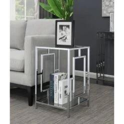Deals 🎁 Town Square Chrome End Table Clear Glass/Chrome Frame - Breighton Home 🔥 -End And Side Tables shop unnamed file 6267