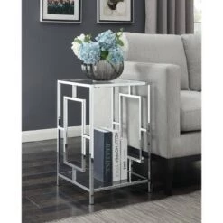 Deals 🎁 Town Square Chrome End Table Clear Glass/Chrome Frame - Breighton Home 🔥 -End And Side Tables shop unnamed file 6268