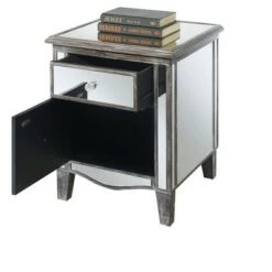 Best Sale 💯 Gold Coast Park Lane Mirrored End Table Weathered Gray/Mirror - Breighton Home 😉