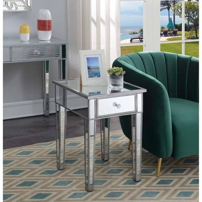 Coupon π Gold Coast Mirrored End Table with Drawer Antiqued Silver/Mirror - Breighton Home π 3 Coupon π Gold Coast Mirrored End Table with Drawer Antiqued Silver/Mirror - Breighton Home π