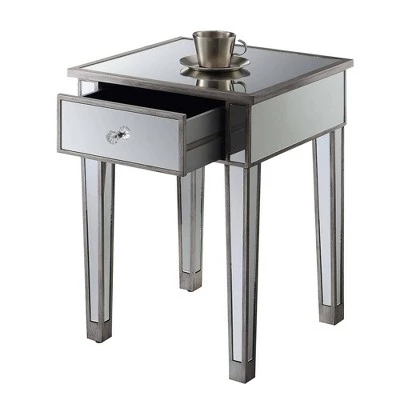 Coupon π Gold Coast Mirrored End Table with Drawer Antiqued Silver/Mirror - Breighton Home π 4 Coupon π Gold Coast Mirrored End Table with Drawer Antiqued Silver/Mirror - Breighton Home π - Image 2