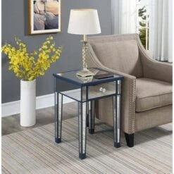 Cheapest ✨ Gold Coast Mirrored End Table with Drawer Cobalt Blue/Mirror - Breighton Home ❤️