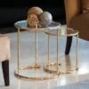 Buy 🔔 Set of 2 Nested Round End Tables Clear Glass and Gold - Danya B. 👏
