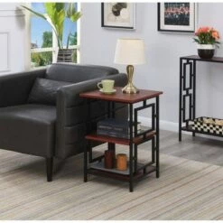 Best deal 🎁 Town Square Metal Frame End Table Cherry/Black - Breighton Home 🎉