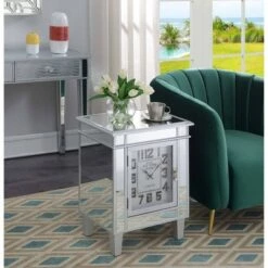 Best Sale 🎁 Gold Coast Clock End Table Mirror/Silver - Breighton Home ⭐