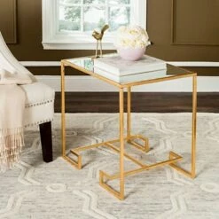 New β Seamus End Table - Gold with Mirror - Safavieh π§¨