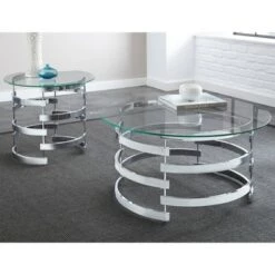 Budget 😀 Steve Silver Co. Tayside End Table Glass and Chrome - Steve Silver 🎁