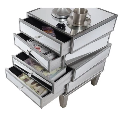 Best Pirce π Gold Coast J Daniels 4 Drawer End Table Antique Silver/Mirror - Breighton Home π 7 Best Pirce π Gold Coast J Daniels 4 Drawer End Table Antique Silver/Mirror - Breighton Home π - Image 5