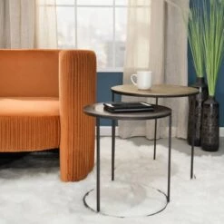 Best deal 🛒 2pc Aluminum Nesting Tables Multi - Sagebrook Home 🎁 -End And Side Tables shop unnamed file 64