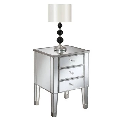 New π Gold Coast Mirrored 3 Drawer End Table Antique Silver/Mirror - Breighton Home π 4 New π Gold Coast Mirrored 3 Drawer End Table Antique Silver/Mirror - Breighton Home π - Image 2