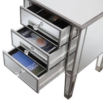 New π Gold Coast Mirrored 3 Drawer End Table Antique Silver/Mirror - Breighton Home π 6 New π Gold Coast Mirrored 3 Drawer End Table Antique Silver/Mirror - Breighton Home π - Image 4