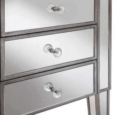 New π Gold Coast Mirrored 3 Drawer End Table Antique Silver/Mirror - Breighton Home π 8 New π Gold Coast Mirrored 3 Drawer End Table Antique Silver/Mirror - Breighton Home π - Image 6