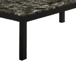 Best Pirce ⭐ 3pc Marble Top Cocktail and End Table with Block Legs Black - Benzara 🤩 -End And Side Tables shop unnamed file 642