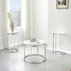 Top 10 💯 Echo Round End Table White - Steve Silver Co. 👏 -End And Side Tables shop unnamed file 6441