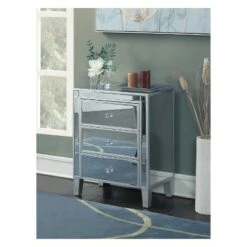 Coupon 𧨠Breighton Home Gold Coast Vineyard 3 Drawer Mirrored End Table - Johar Furniture Silver/clear π
