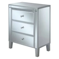 Coupon 🧨 Breighton Home Gold Coast Vineyard 3 Drawer Mirrored End Table - Johar Furniture Silver/clear 😉 -End And Side Tables shop unnamed file 6493