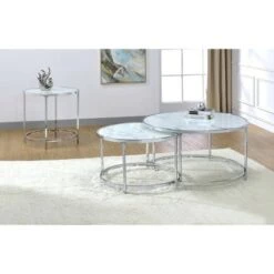 Deals ⌛ Rayne Round End Table Faux Marble White - Steve Silver Co. 🛒 -End And Side Tables shop unnamed file 6539