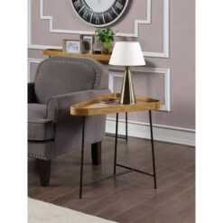 Best reviews of 🌟 Lunar Triangle End Table - Breighton Home Driftwood Top/black Frame 😍