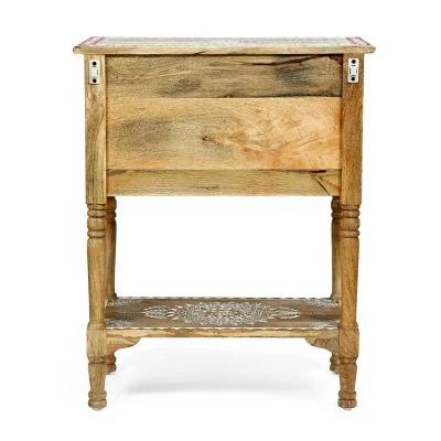 Deals π Sids Handcrafted Boho 3 Drawer Mango Wood End Table Natural - Christopher Knight Home 𧨠8 Deals π Sids Handcrafted Boho 3 Drawer Mango Wood End Table Natural - Christopher Knight Home 𧨠- Image 6
