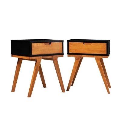 Flash Sale βοΈ Set of 2 Donna Wood Bridge Leg Boho End Tables with Drawer - Saracina Home Caramel π 4 Flash Sale βοΈ Set of 2 Donna Wood Bridge Leg Boho End Tables with Drawer - Saracina Home Caramel π - Image 2