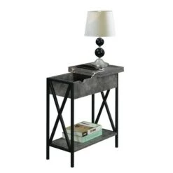 Best reviews of 🎉 Tucson Flip Top End Table with Charging Station and Shelf Cement/Black - Breighton Home 👏 -End And Side Tables shop unnamed file 6606